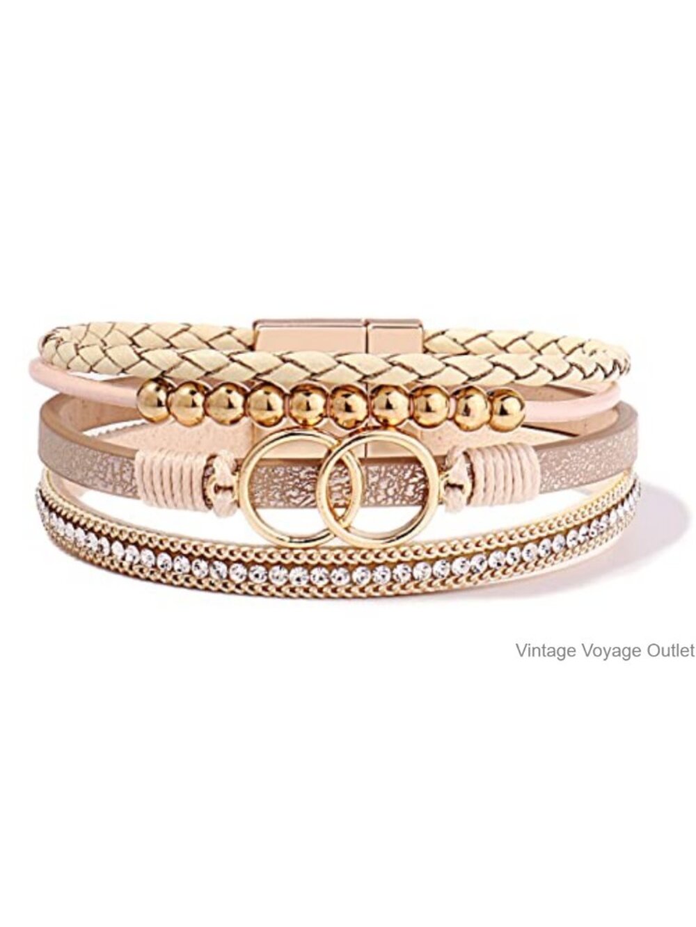 Chunky Boho Leather Wrap Bracelet Stackable Beaded Circle Western Jewelry